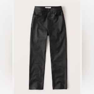 Abercrombie Curve Love Ultra High Rise Ankle Straight Jeans Black Pleather Jean